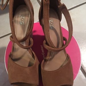 UGG high hells brown shoes
